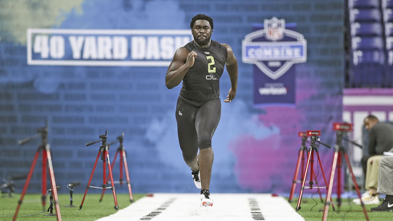 Riding momentum of NFL combine, Hakeem Adeniji competes at KU's