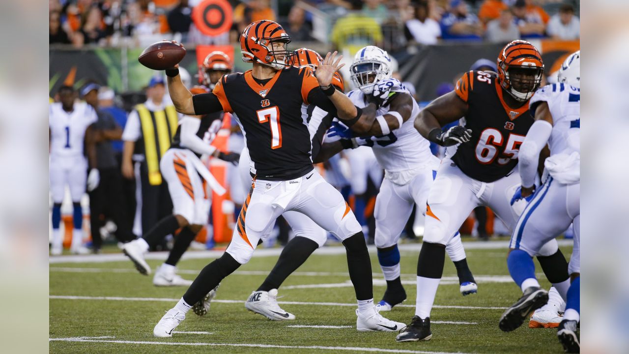 Cincinnati Bengals quarterback Jake Dolegala (7) during NFL football  preseason game action between the Indianapolis Colts and the Cincinnati  Bengals at Paul Brown Stadium in Cincinnati, OH. Adam Lacy/CSM Stock Photo 