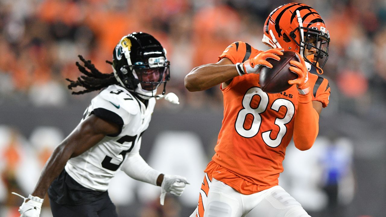 CINCINNATI, OH - SEPTEMBER 30: Cincinnati Bengals wide receiver Tyler Boyd ( 83) reacts after the game against the Jacksonville Jaguars and the Cincinnati  Bengals on September 30, 2021, at Paul Brown Stadium