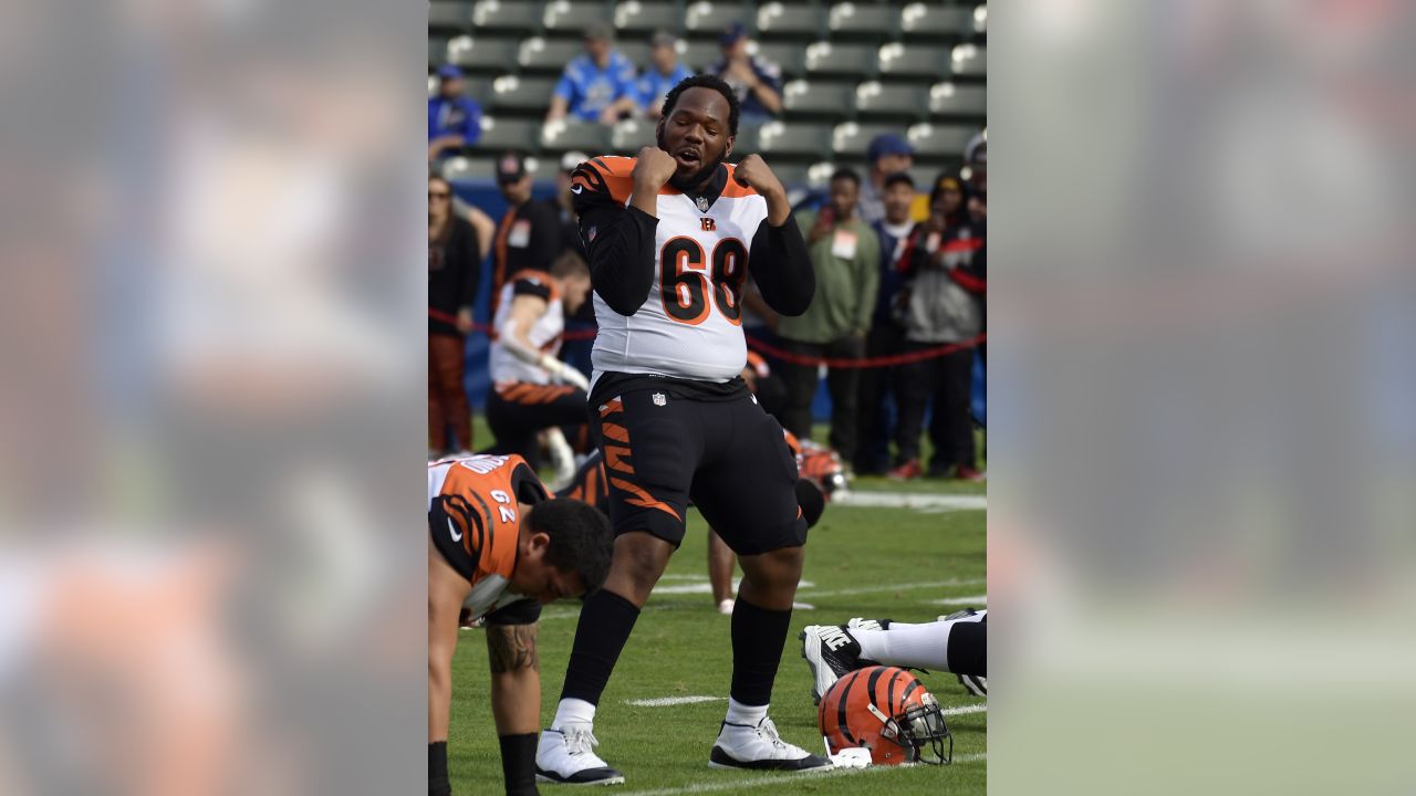 Carson, California, USA. 9th Dec 2018. Los Angeles Chargers defensive back  Adrian Phillips #31 and Cincinnati Bengals center Trey Hopkins #66 former  Longhorns after the Cincinnati Bengals vs Los Angeles Chargers at