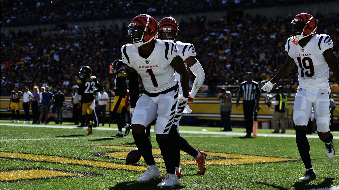 Cincinnati Bengals Michael Johnson holds on the jersey and sacks Pittsburgh  Steelers quarterback Ben Roethlisberger for a lost of eight yards in the  second quarter at Heinz Field in Pittsburgh, Pennsylvania on