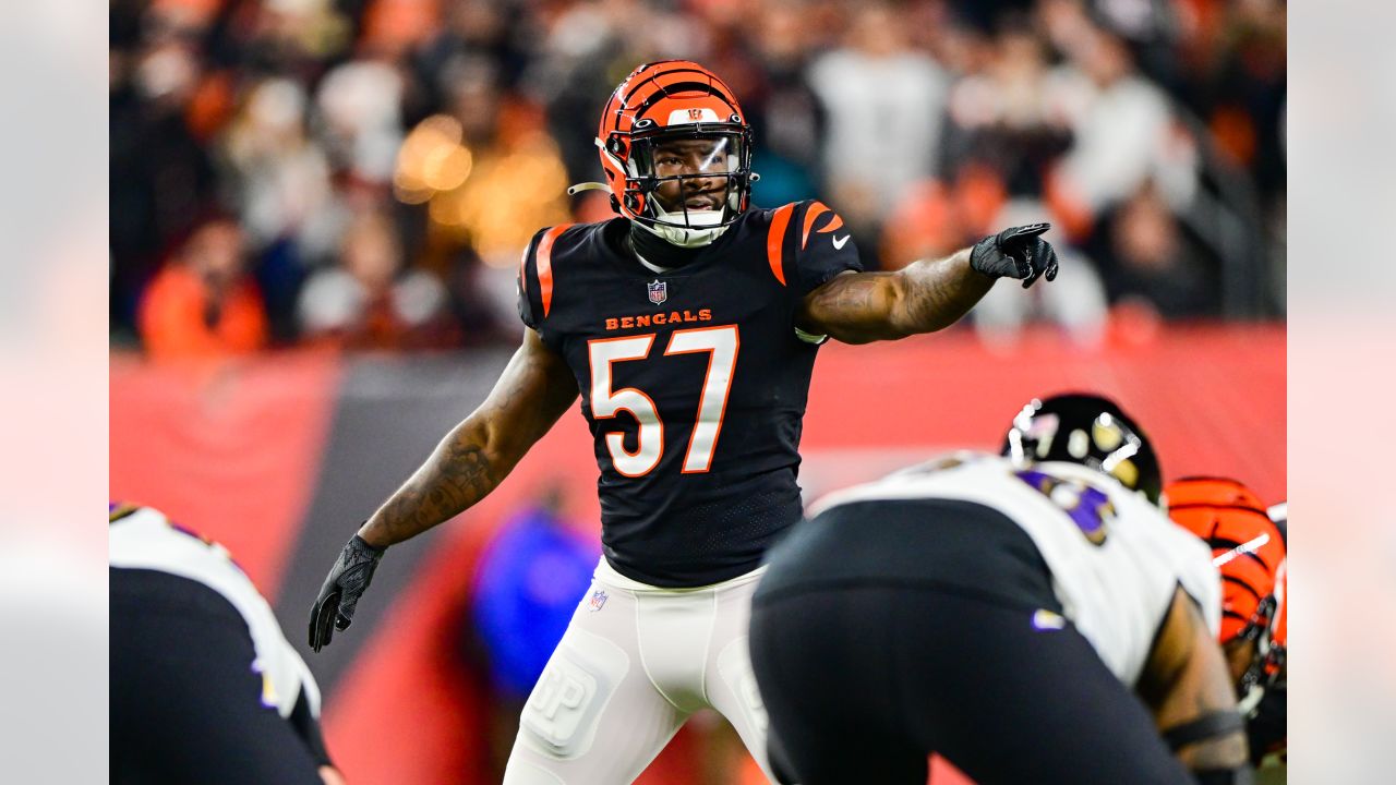 January 15, 2023: Cincinnati Bengals LB Akeem Davis-Gaither celebrates a  tackle during an NFL wild card playoff football game between the Cincinnati  Bengals and the Baltimore Ravens at Paycor Stadium in Cincinnati