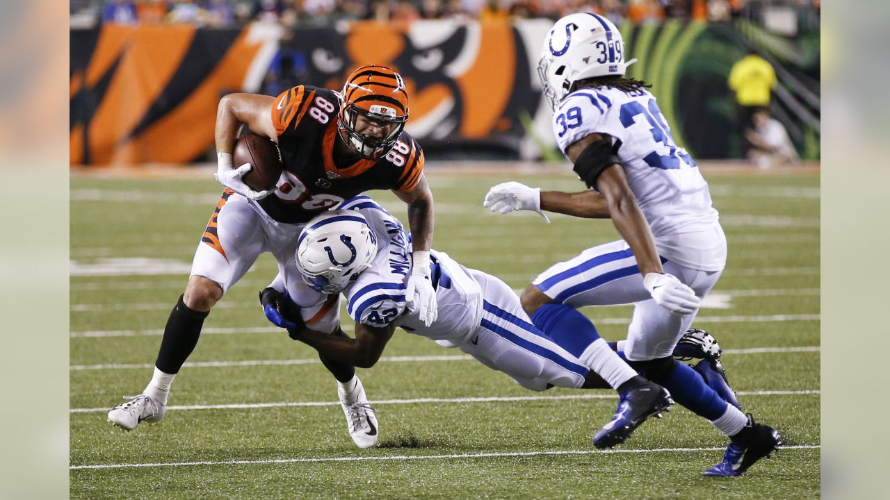 August 22, 2019: Cincinnati Bengals tight end Cethan Carter (82) during NFL  football preseason game action between the New York Giants and the  Cincinnati Bengals at Paul Brown Stadium in Cincinnati, OH.