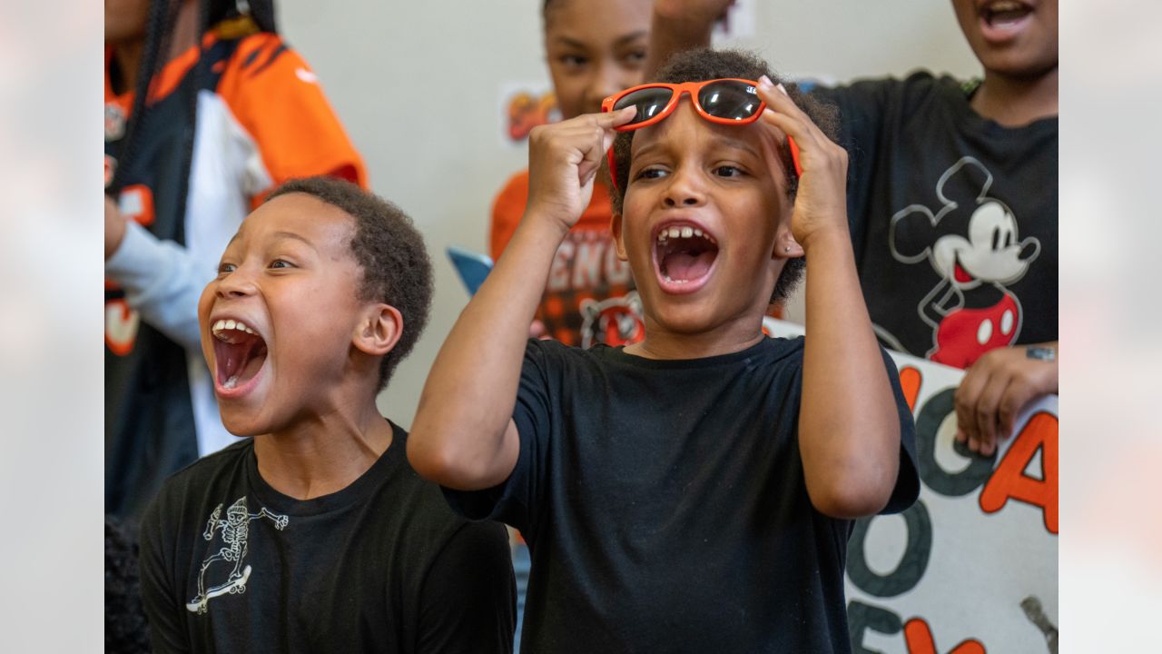 Pep rally at Frederick Douglass Elementary for Bengals - The