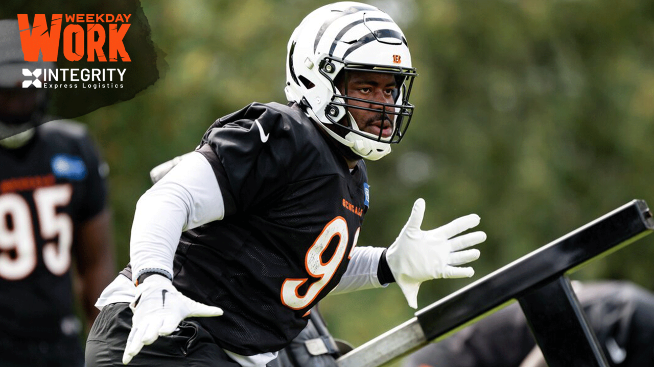 Cincinnati Bengals wear new white helmets during Friday practice