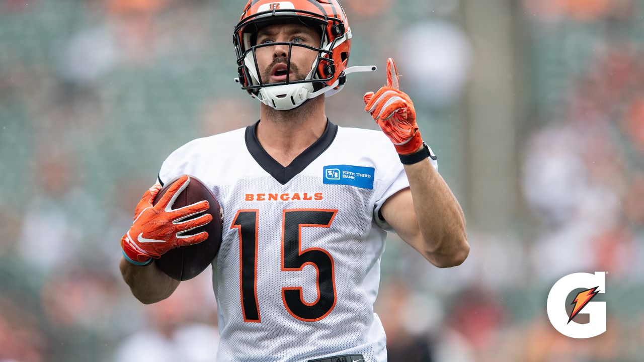 CINCINNATI, OH - NOVEMBER 06: Cincinnati Bengals wide receiver Trent Taylor  (11) carries the ball during the game against the Carolina Panthers and the  Cincinnati Bengals on November 6, 2022, at Paycor