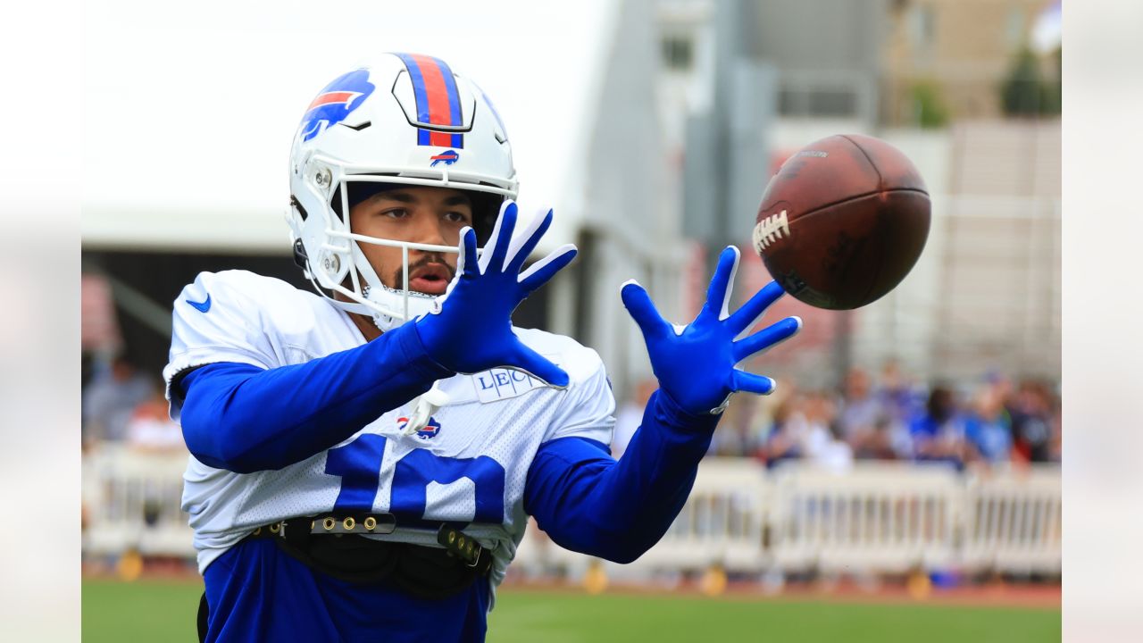 Buffalo Bills' Stevie Johnson (13) with fans during NFL football training  camp in Pittsford, N.Y., Thursday, July 26, 2012. (AP Photo/David Duprey  Stock Photo - Alamy