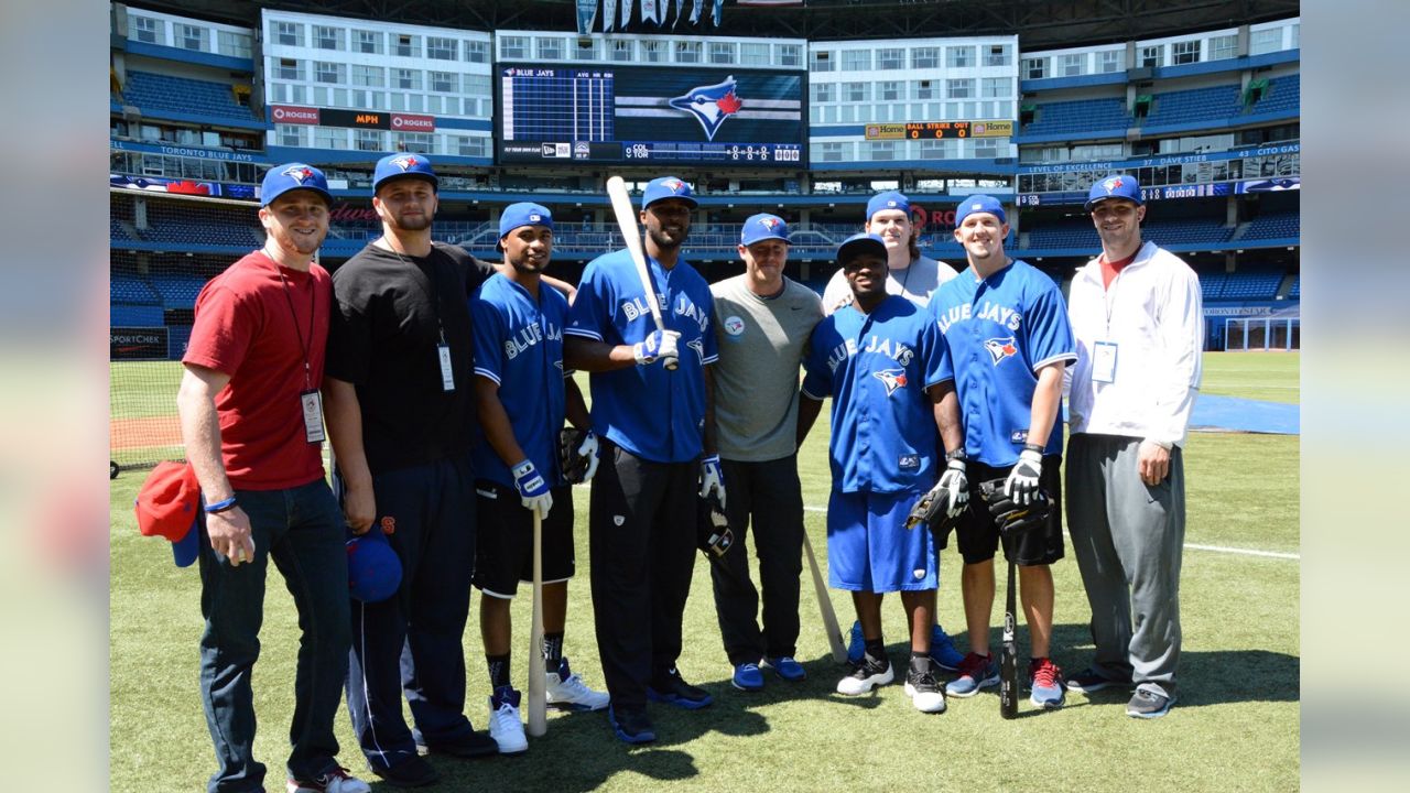 Josh Allen takes batting practice at Rogers Centre