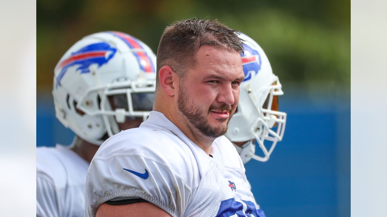 Buffalo Bills tackle Spencer Brown (79) walks off the field following a win  in an NFL