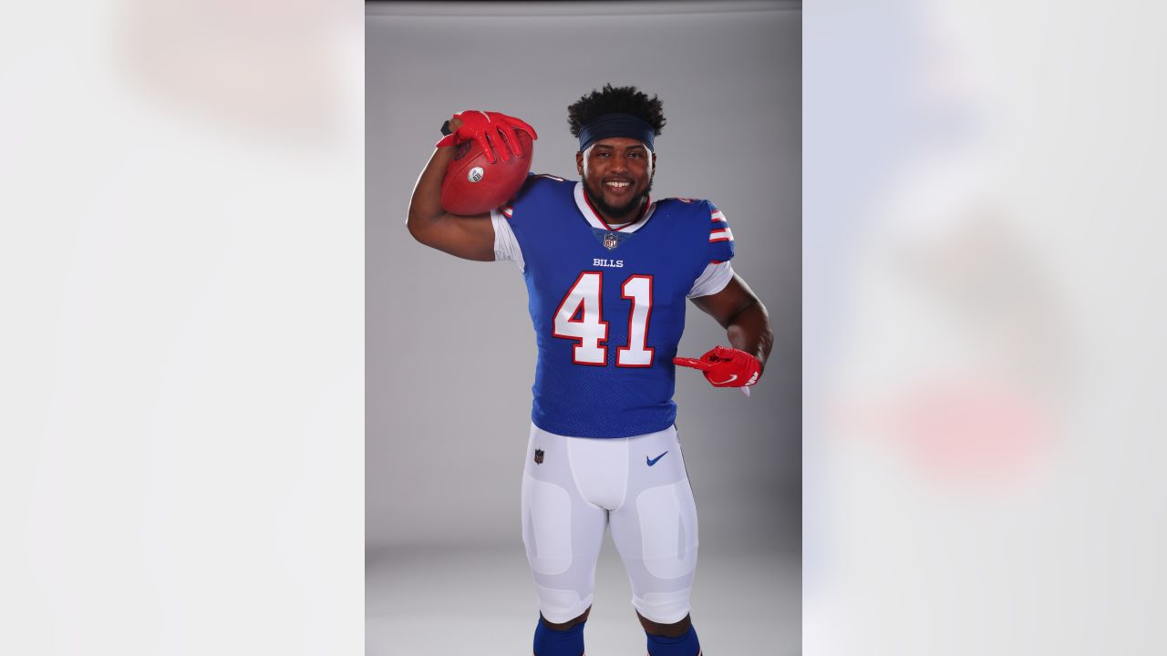 Buffalo Bills fullback Reggie Gilliam (41) celebrates after scoring a  touchdown against the Chicago Bears during the first half of a preseason NFL  football game, Saturday, Aug. 21, 2021, in Chicago. (AP