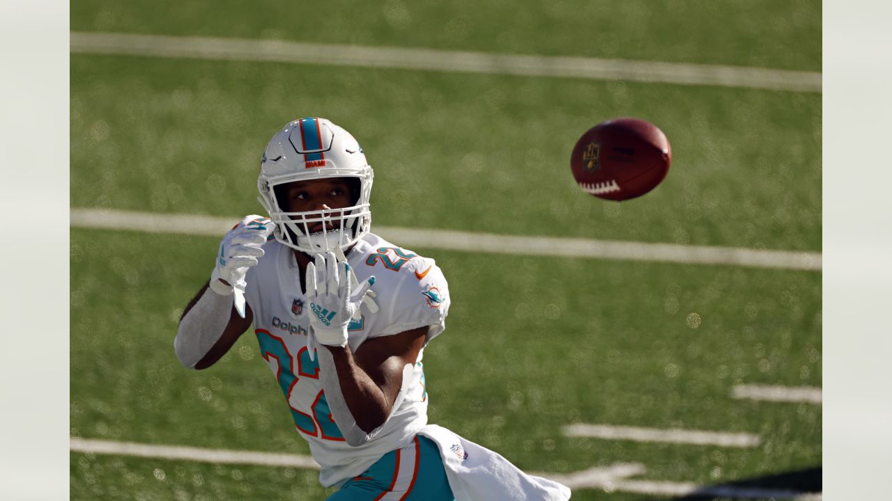 Buffalo Bills running back Matt Breida (22) warms up on the field before an  NFL football game against the Miami Dolphins, Sunday, Sept. 19, 2021, in  Miami Gardens, Fla. (AP Photo/Doug Murray