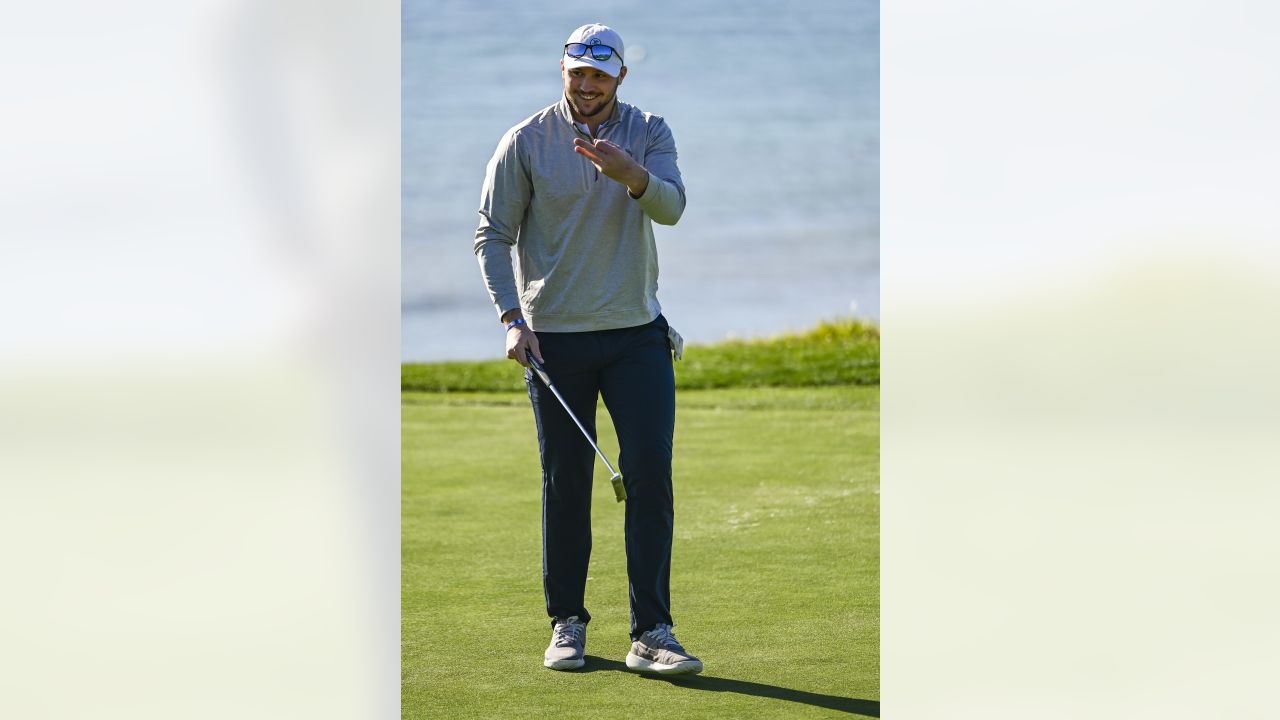 PEBBLE BEACH, CA - FEBRUARY 02: Josh Allen competes in the first round of  the of AT&T Pebble Beach Pro-Am golf tournament on February 2, 2023 at  Spyglass Hill Golf Course in