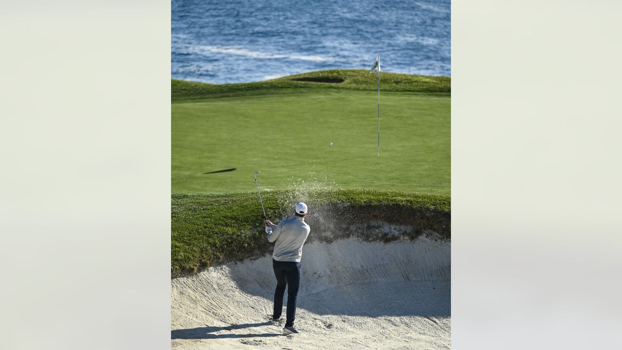 Pebble Beach, CA, USA. 2nd Feb, 2023. Josh Allen, Buffalo Bills  quarterback, on the 5th tee at Spyglass Hill Golf Course during the first  round of the 2023 AT&T Pro-Am., PGA Tour