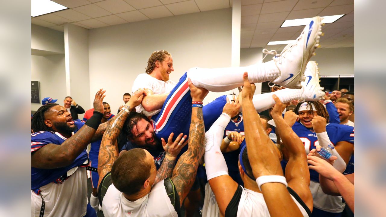 CORRECTS DATE - Buffalo Bills fans cheer for Cole Beasley (10) after  Beasley scoring on a two-point conversion during the first half of an NFL  football game against the Cincinnati Bengals Sunday