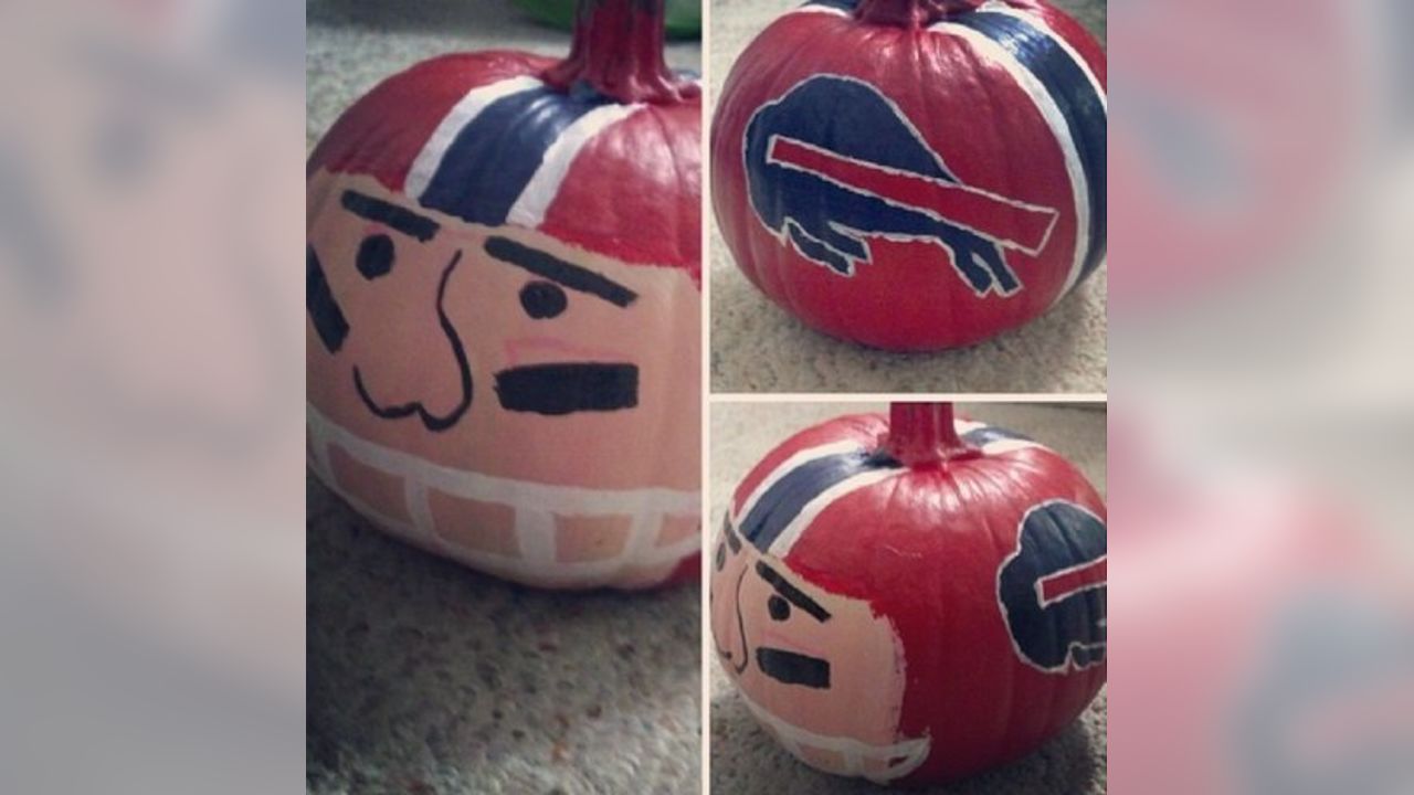 Buffalo Bills NFL Football New Work OOAK Fabric Pumpkin Fall Halloween  Decor WOW