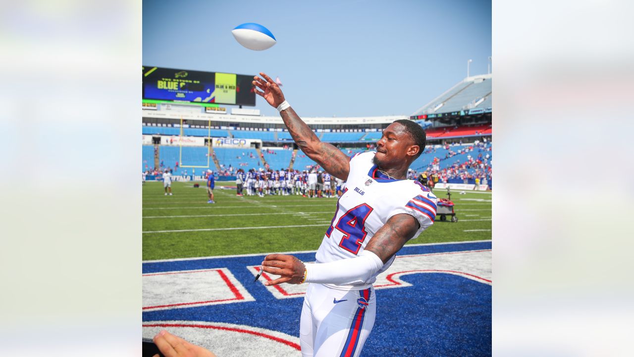 Buffalo Bills - Buffalo Bills QB Josh Allen #17 - Return of the Blue & Red  Practice at New Era Field. Photo by Bill Wippert August 3, 2018