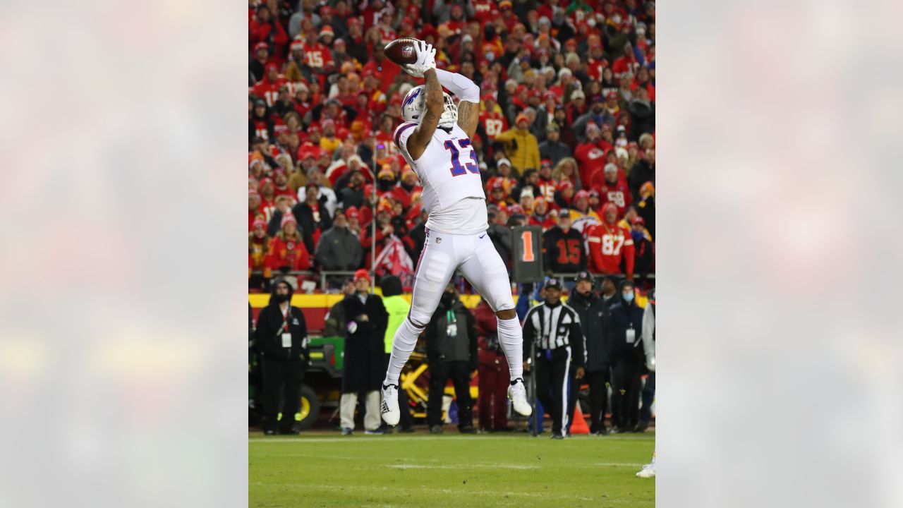 Buffalo Bills vs. Kansas City Chiefs. NFL Game. American Football League  match. Silhouette of professional player celebrate touch down. Screen in  back Stock Photo - Alamy