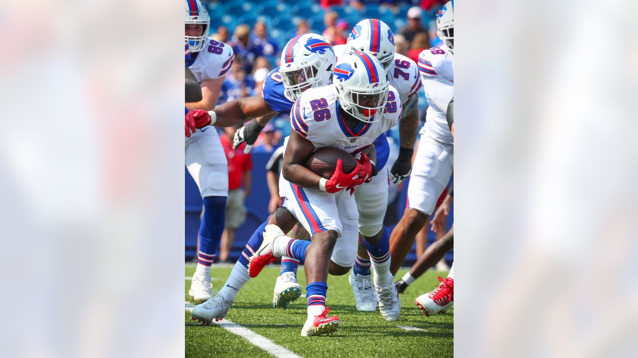 Buffalo Bills - Buffalo Bills QB Josh Allen #17 - Return of the Blue & Red  Practice at New Era Field. Photo by Bill Wippert August 3, 2018