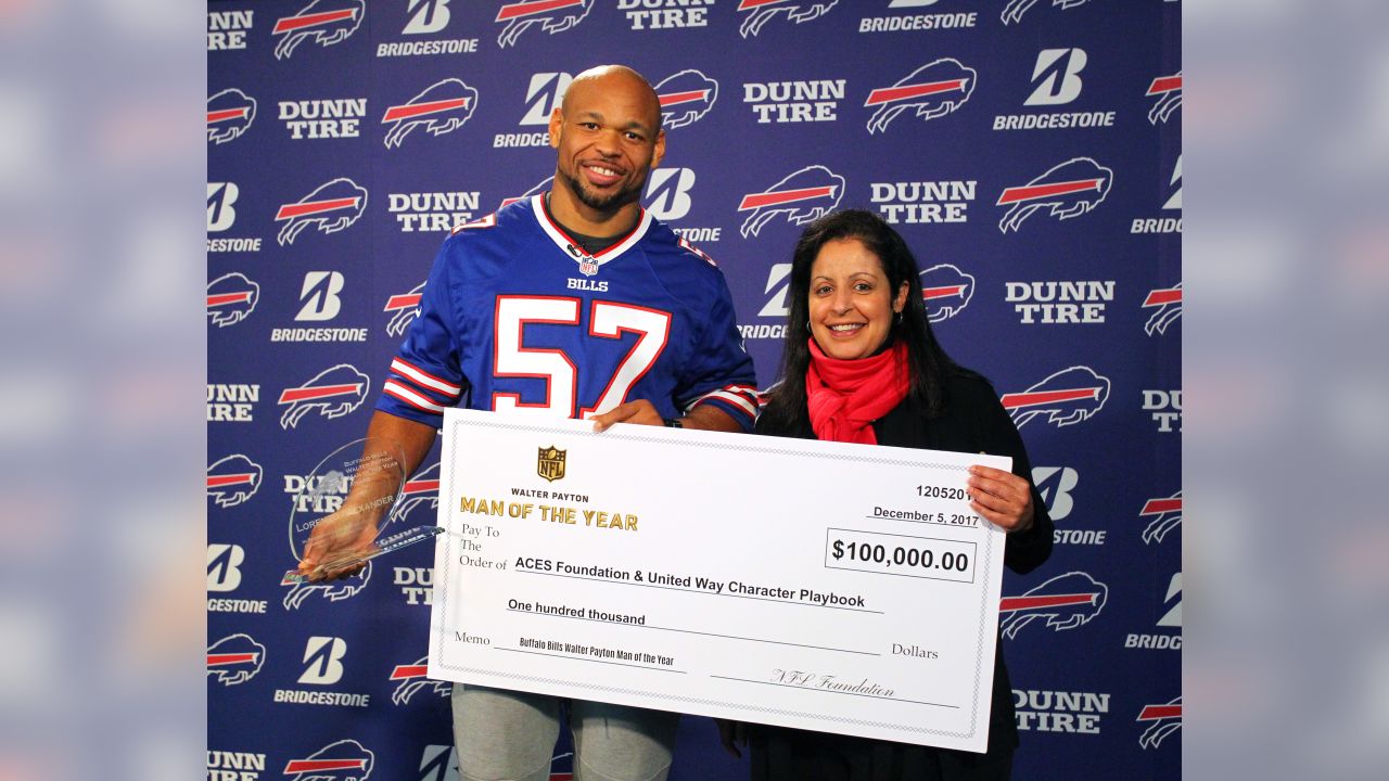 Lorenzo Alexander of the Buffalo Bills, left, and Manjanique Alexander  arrive at the 8th Annual NFL Honors at The Fox Theatre on Saturday, Feb. 2,  2019, in Atlanta. (Photo by Paul Abell/Invision