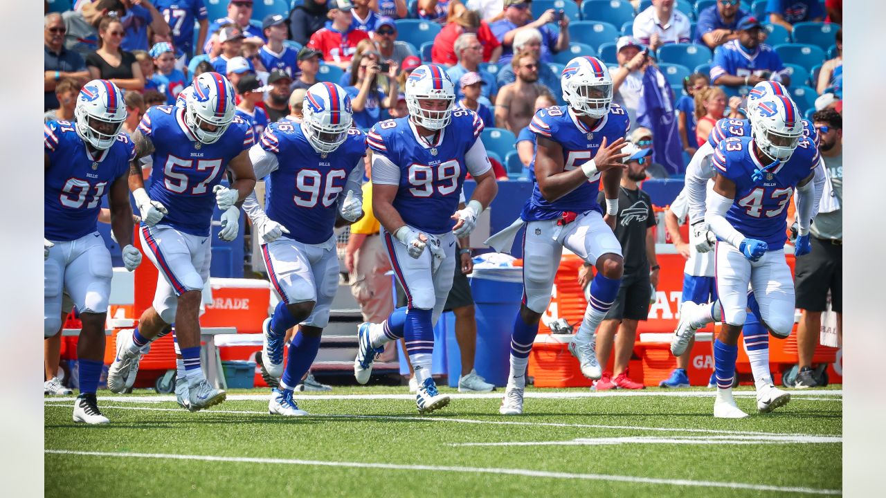 Buffalo Bills - Buffalo Bills QB Josh Allen #17 - Return of the Blue & Red  Practice at New Era Field. Photo by Bill Wippert August 3, 2018