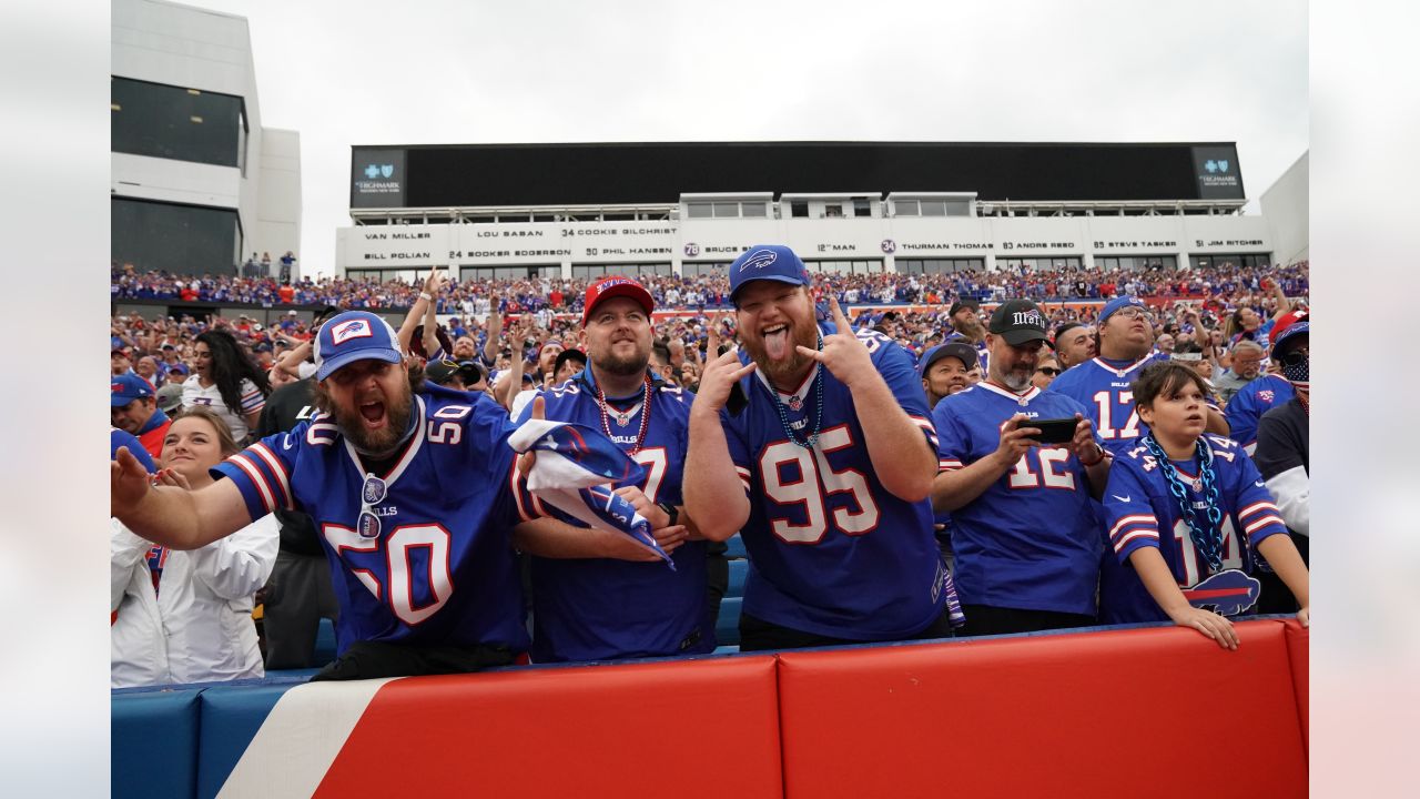 INGLEWOOD, CA - SEPTEMBER 08: A Bills fan holds up a Bills Mafia