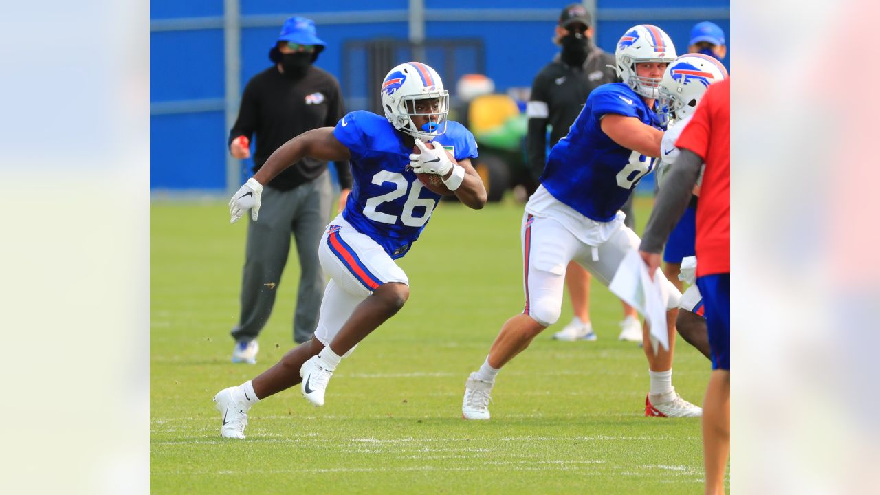 Buffalo Bills running back Zack Moss (20) on the sidelines during an NFL  football game against the Miami Dolphins, Sunday, Sept. 19, 2021, in Miami  Gardens, Fla. (AP Photo/Doug Murray Stock Photo - Alamy