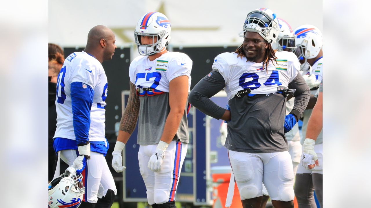 Buffalo Bills defensive tackle Tim Settle (99) prepares to walk onto the  field before the start of an NFL football game against the Miami Dolphins,  Sunday, Sept. 25, 2022, in Miami Gardens