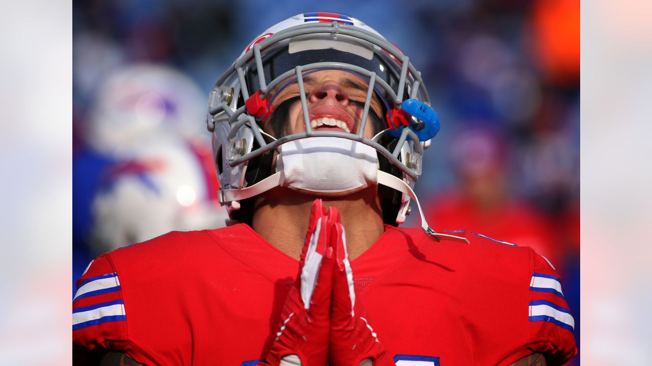 JORDAN POYER / MICAH HYDE SIGNED BILLS RED TB MINI HELMET - BECKETT