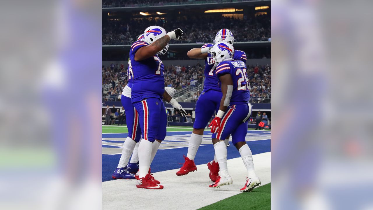 Bills RB Devin Singletary and Baltimore QB Lamar Jackson are long