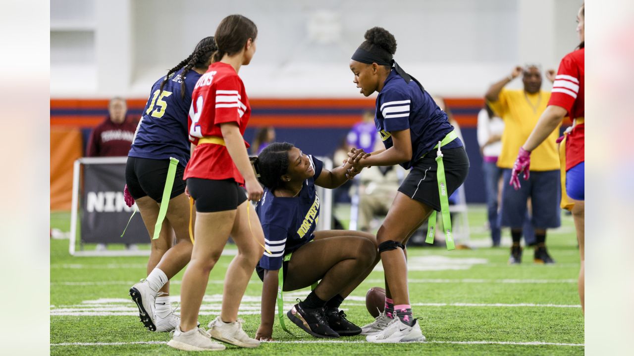 Broncos players, executives and staff take in inaugural Colorado Girls High  School Flag Football championship tournament