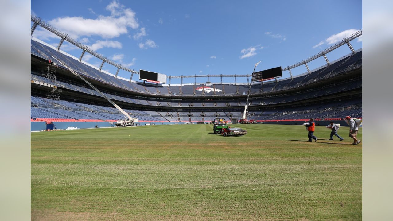 Grass planted at Denver stadium before first Broncos game