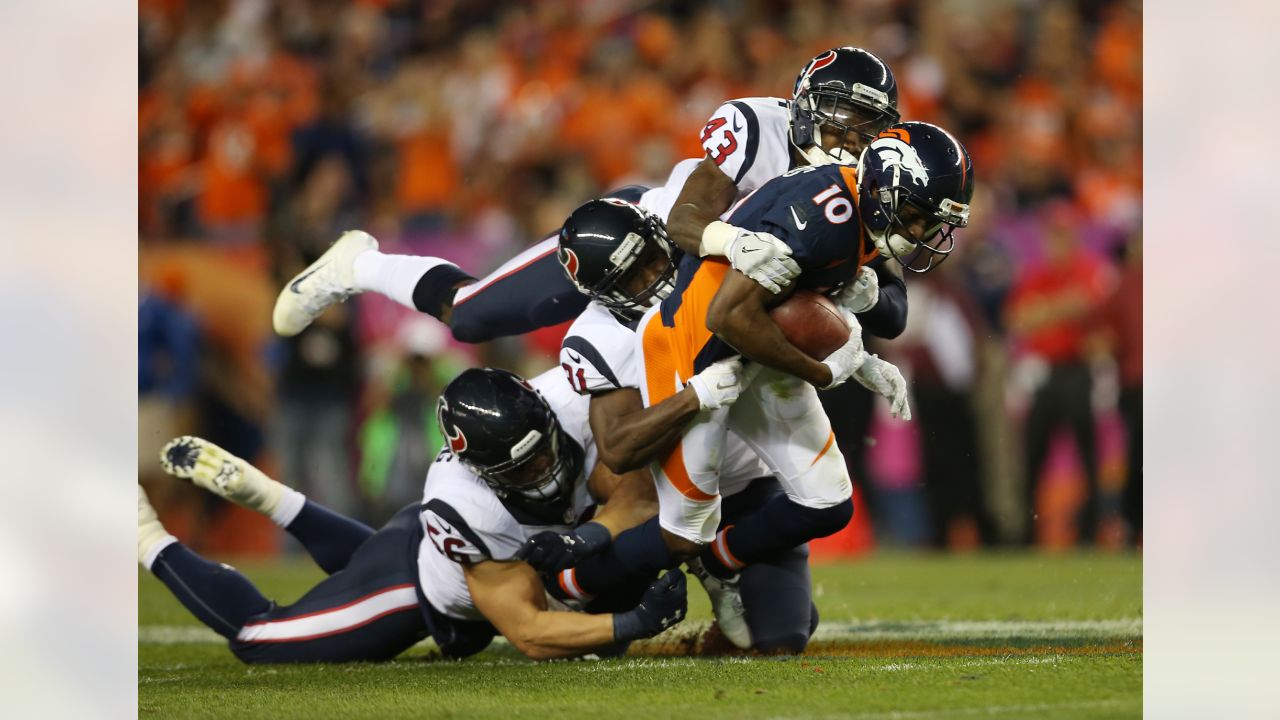 September 16, 2018: Denver Broncos wide receiver Emmanuel Sanders (10)  during second quarter of an NFL matchup between the Oakland Raiders and the Denver  Broncos at Broncos Stadium at Mile High Denver