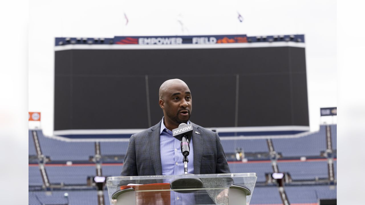 Painting a Broncos Hall of Fame wall at the Empower Field on the Team store.  : r/DenverBroncos