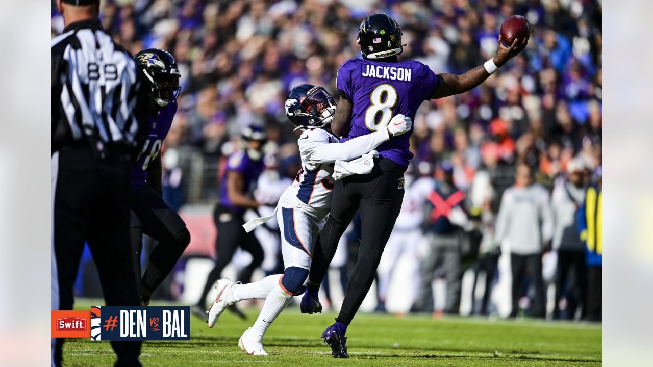 Baltimore Ravens quarterback Lamar Jackson (8) is tackled just short of the  end zone by Minnesota Vikings cornerback Camryn Bynum (43) during the  second half of an NFL football game, Sunday, Nov.