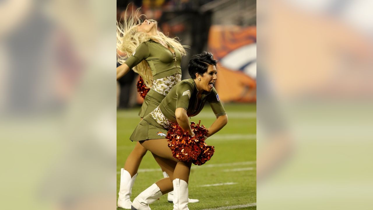 Denver Broncos Cheerleaders don Salute to Service uniforms for #NEvsDEN