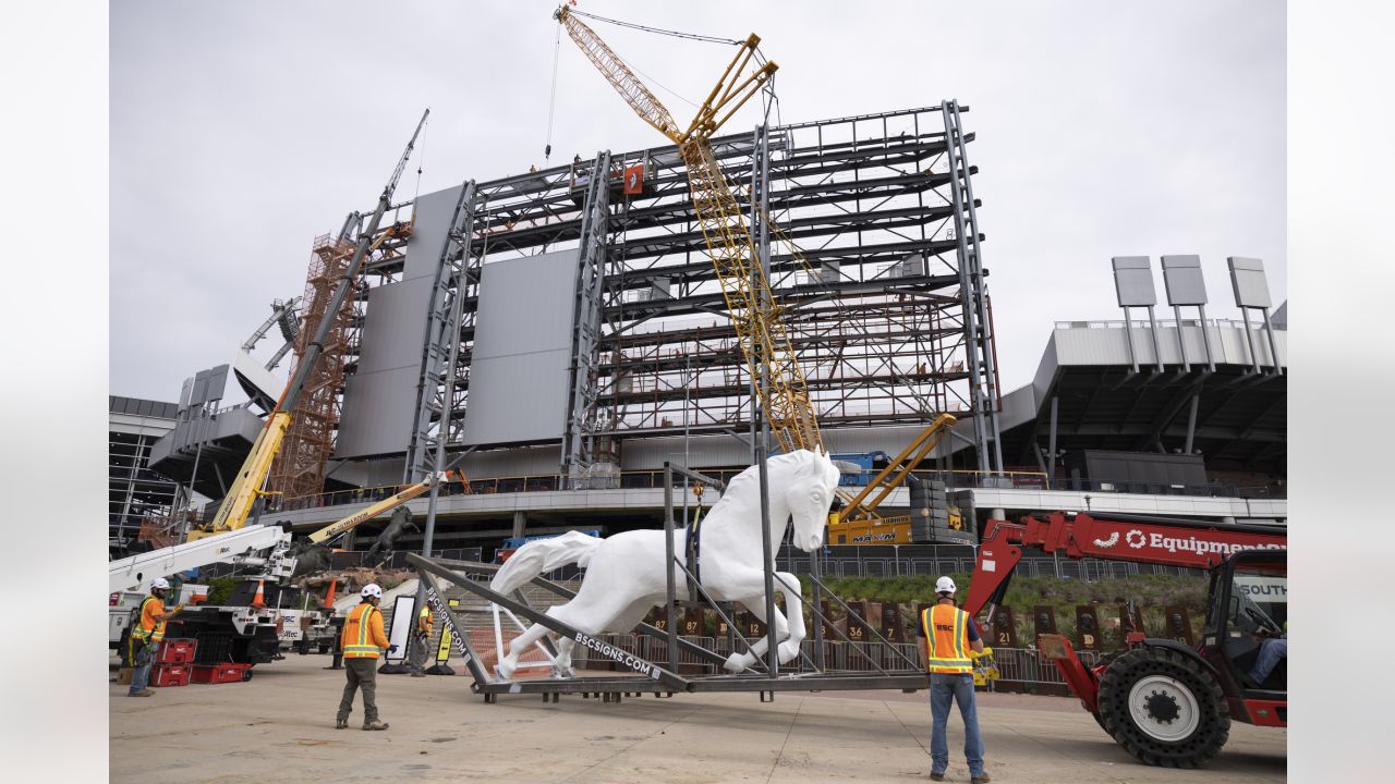 Bucky' the Big White Bronco on Top of Mile High Stadium is Back