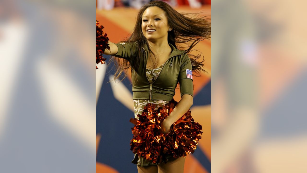 Denver Broncos Cheerleaders don Salute to Service uniforms for #NEvsDEN