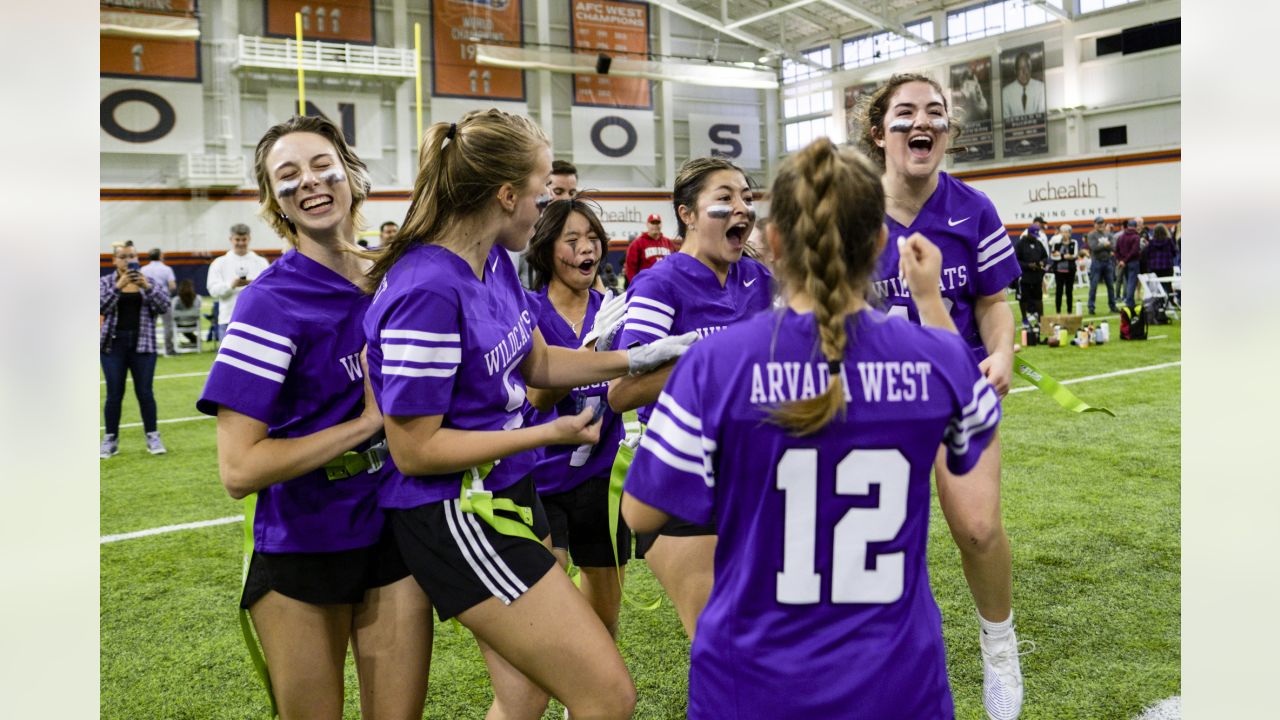 Broncos players, executives and staff take in inaugural Colorado Girls High  School Flag Football championship tournament