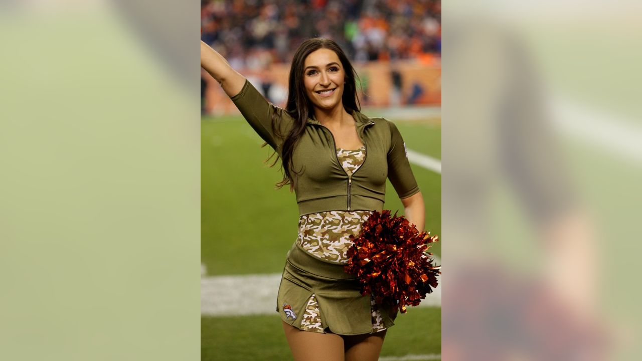 Denver Broncos Cheerleaders don Salute to Service uniforms for #NEvsDEN