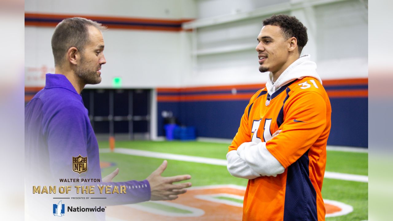 Pic of Justin Simmons, the Broncos 2019 Walter Payton Man of the