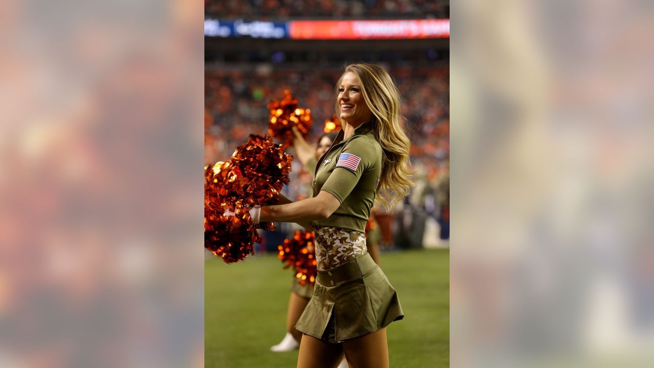 Denver Broncos Cheerleaders don Salute to Service uniforms for