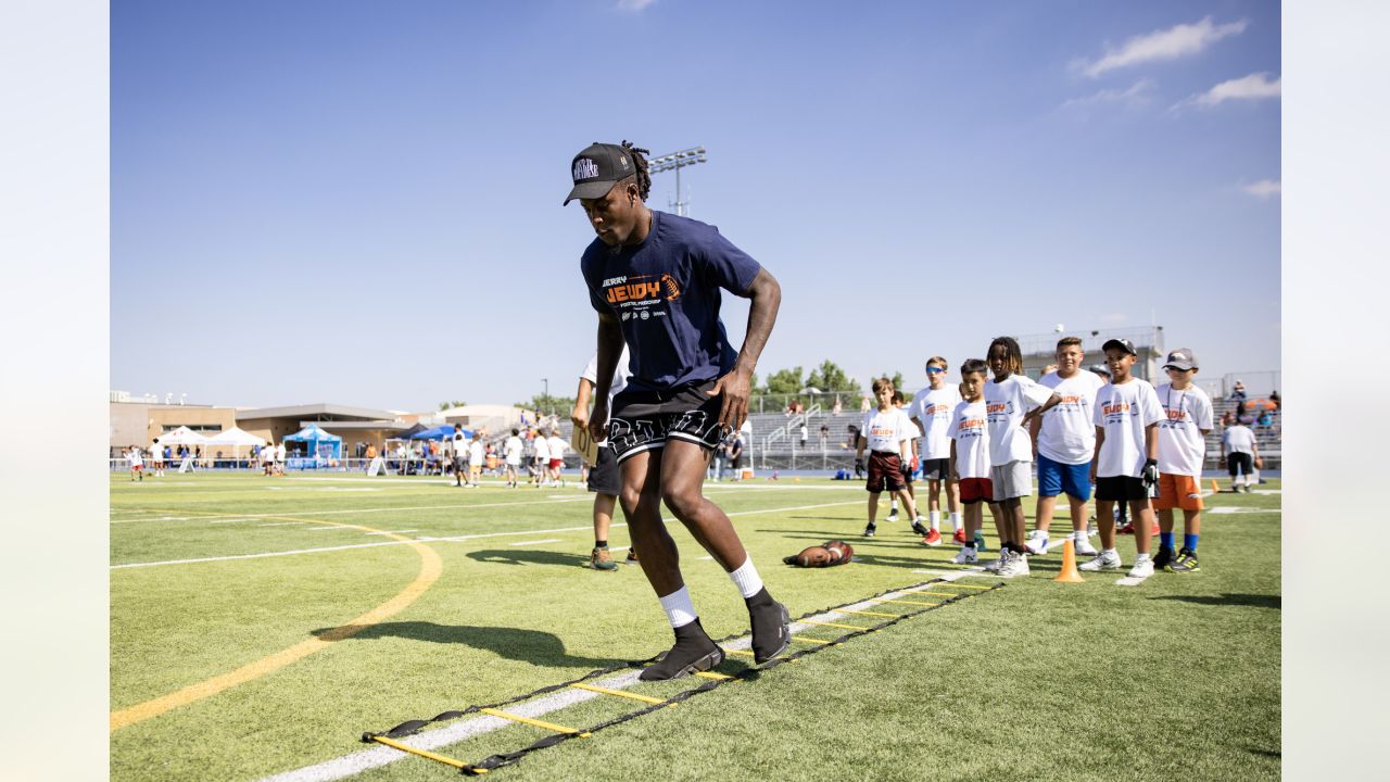 Denver Broncos wide receiver Jerry Jeudy hosts youth football camp in  Englewood, Colorado