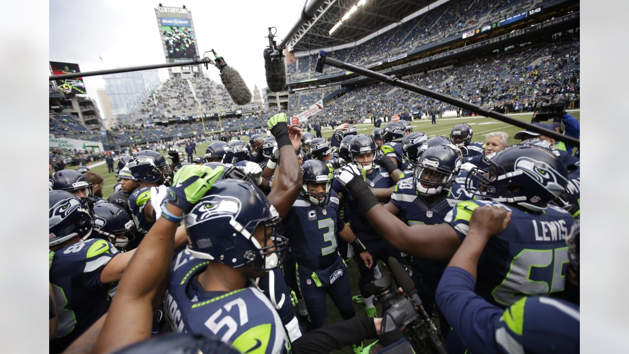 Seattle Seahawks corner back Richard Sherman (25) celebrates after the  Seahawks stopped the New England Patriots in the final seconds of the  fourth quarter at Gillette Stadium in Foxborough, Massachusetts on November