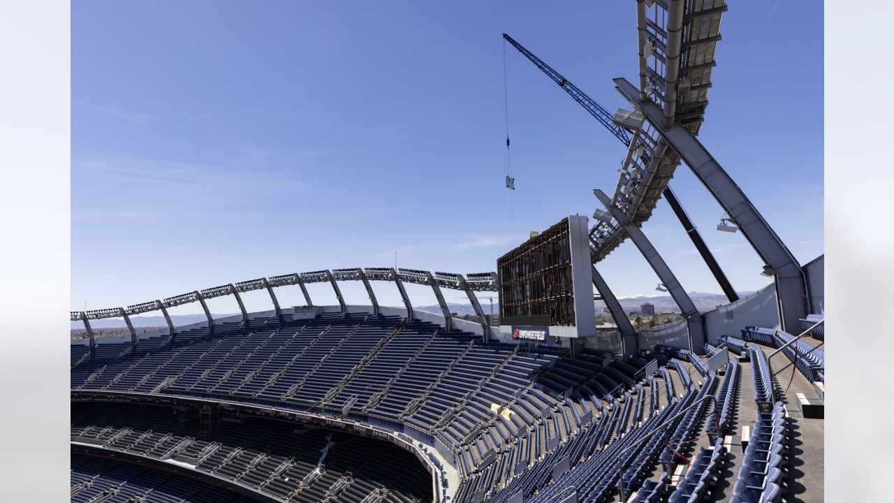 Photos: New video board beginning to take shape as Empower Field at Mile  High construction continues