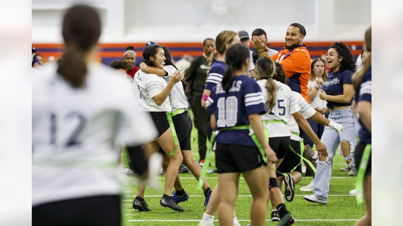 Broncos players, executives and staff take in inaugural Colorado Girls High  School Flag Football championship tournament