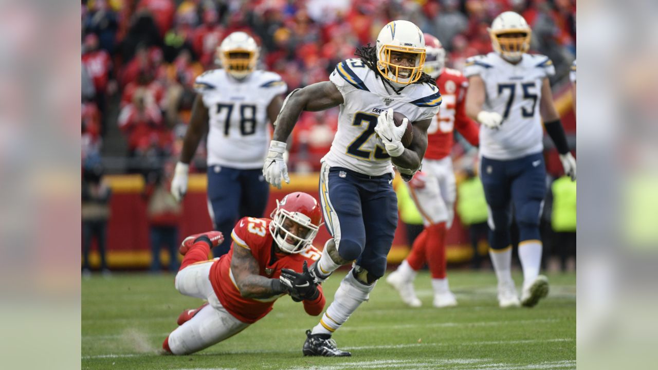 Kansas City Chiefs linebacker Jermaine Carter (53) gets set on defense  during an NFL pre-season football game against the Green Bay Packers  Thursday, Aug. 25, 2022, in Kansas City, Mo. (AP Photo/Peter