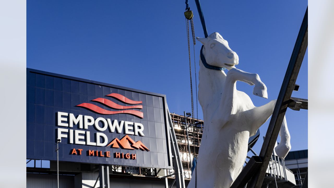 Bucky' the Big White Bronco on Top of Mile High Stadium is Back