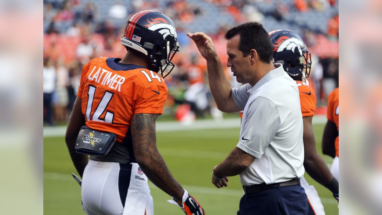 Denver Broncos wide receivers Cody Latimer, left, and Andre