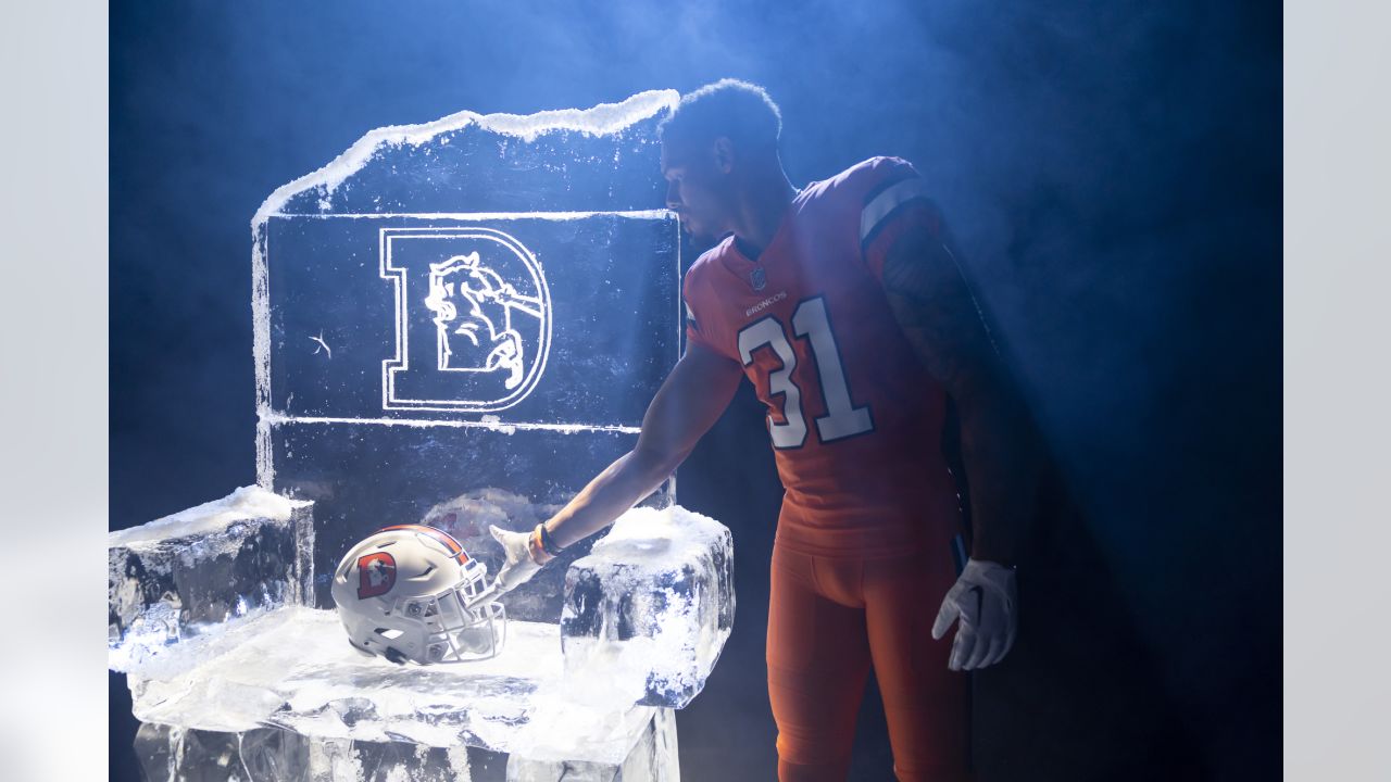 Photos: Broncos' 'Snowcapped' white alternate helmet unveiled on ice throne