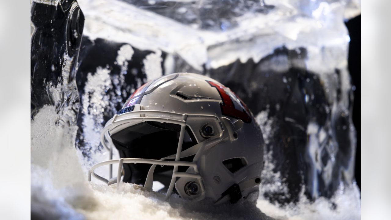 Photos: Broncos' 'Snowcapped' white alternate helmet unveiled on ice throne